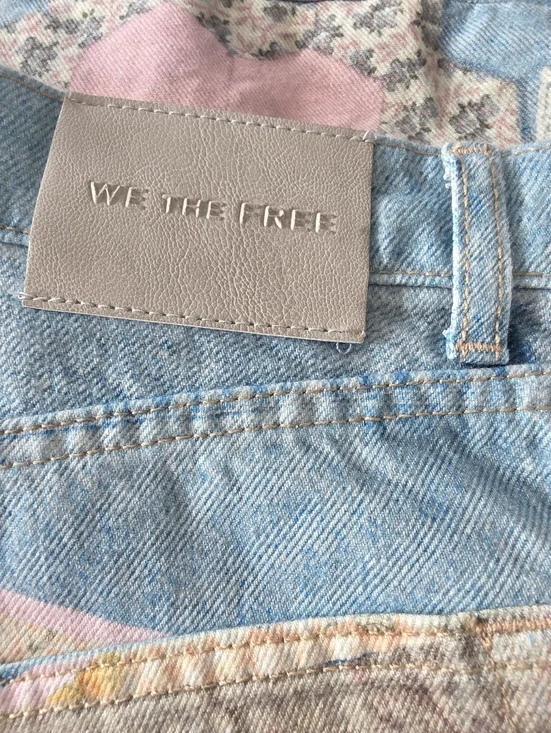 Free People We The Free Illusions Relaxed Fit Barrel Jeans Patchwork - Picture 5 of 14